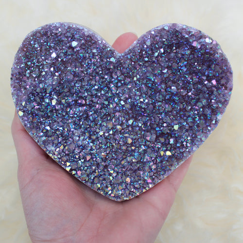 Aura Amethyst Geode Heart